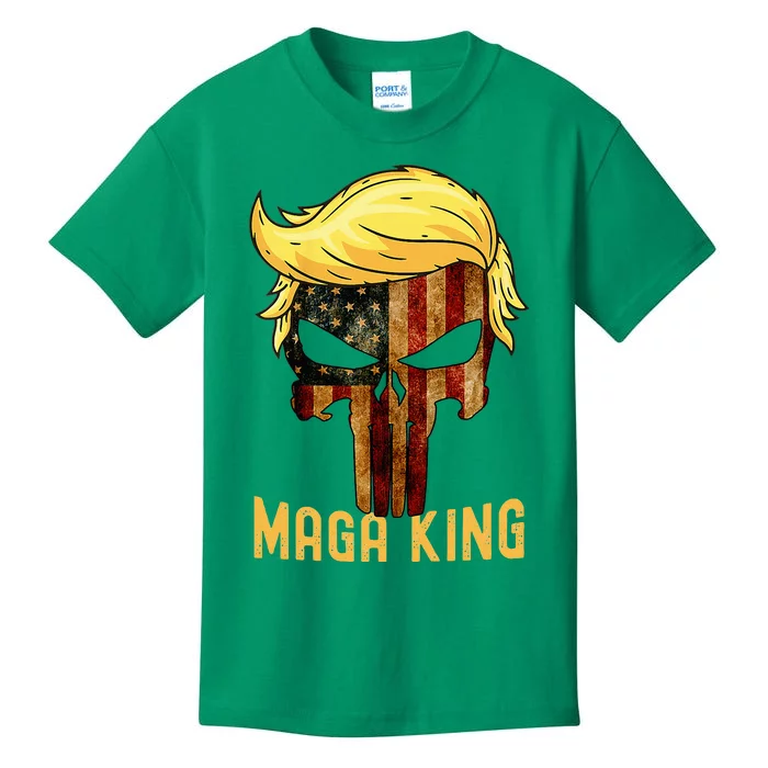 The Great Maga King Donald Trump Skull  Maga King Kids T-Shirt