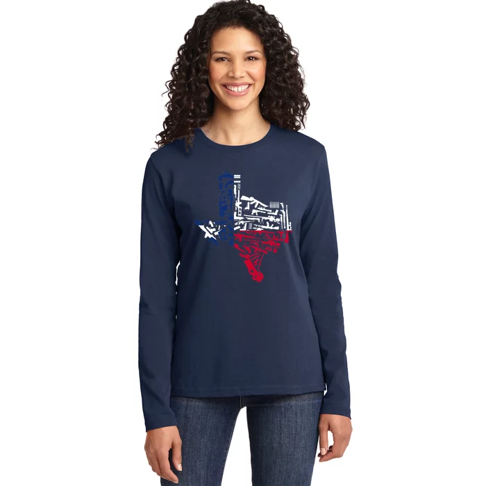 Texas gun map 2nd amendment Ladies Long Sleeve Shirt