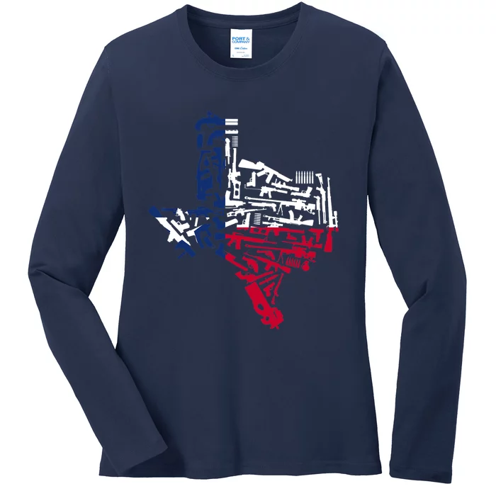 Texas gun map 2nd amendment Ladies Long Sleeve Shirt