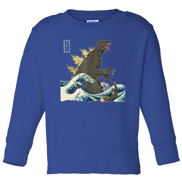 THE GREAT MONSTER OFF KANAGAWA TeamGodzilla Wave Poster Toddler Long Sleeve Shirt