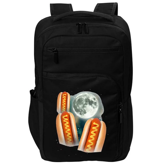 Three Glizzy Moon Funny 3 Howling Hotdogs Cursed Impact Tech Backpack