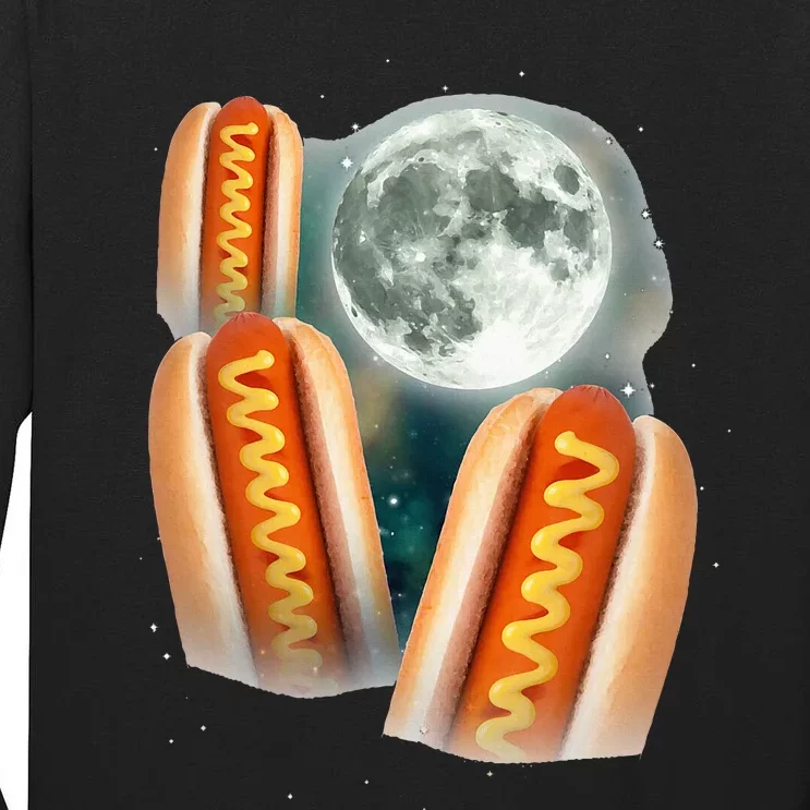 Three Glizzy Moon Funny 3 Howling Hotdogs Cursed Tall Long Sleeve T-Shirt