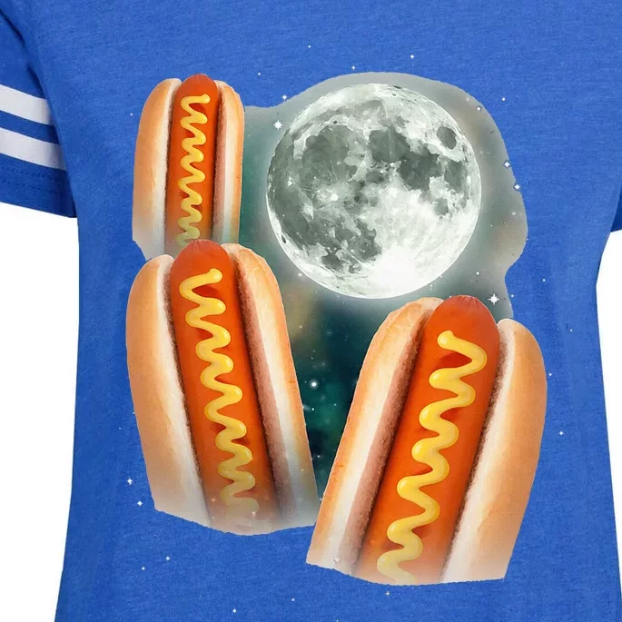 Three Glizzy Moon Funny 3 Howling Hotdogs Cursed Enza Ladies Jersey Football T-Shirt