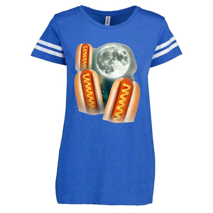 Three Glizzy Moon Funny 3 Howling Hotdogs Cursed Enza Ladies Jersey Football T-Shirt