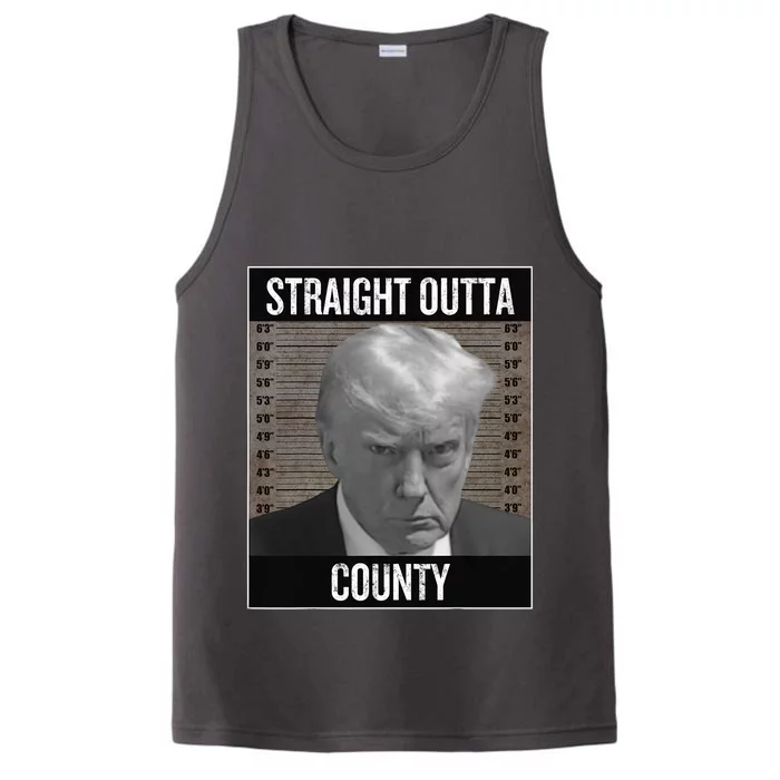 Trump Gangsta Mugshot Straight Outta County Performance Tank