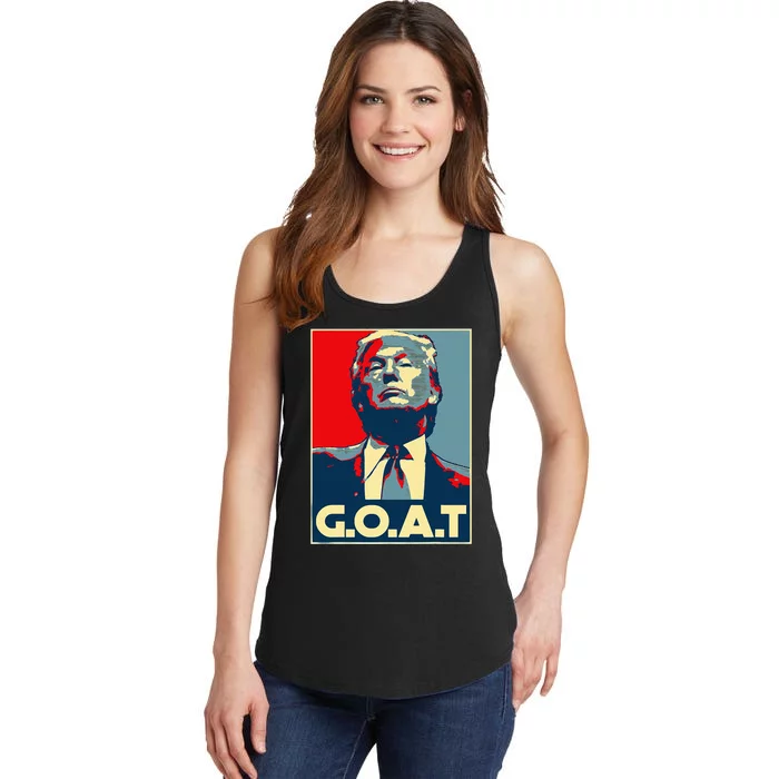 Trump GOAT Middle Finger Election 2024 Republican Poster Ladies Essential Tank