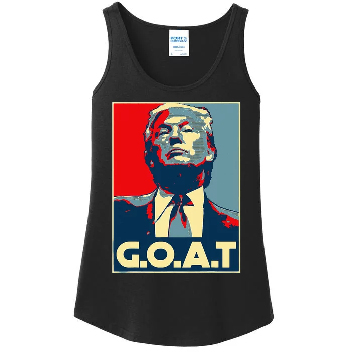 Trump GOAT Middle Finger Election 2024 Republican Poster Ladies Essential Tank