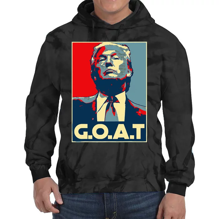 Trump GOAT Middle Finger Election 2024 Republican Poster Tie Dye Hoodie