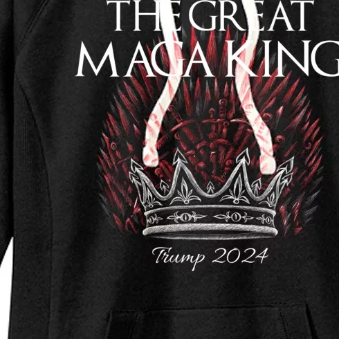 The Great MAGA King Crown USA Parody Trump 2024 Anti Biden Women's Fleece Hoodie