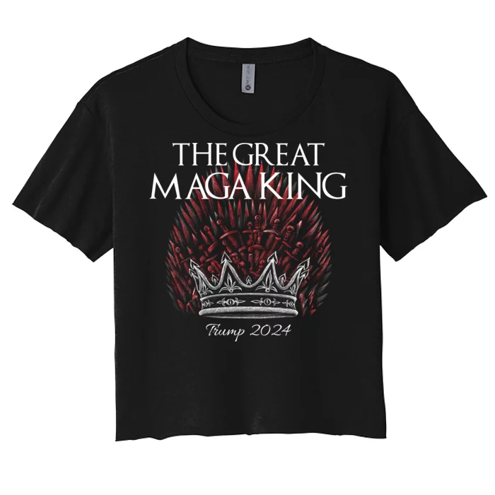 The Great MAGA King Crown USA Parody Trump 2024 Anti Biden Women's Crop Top Tee