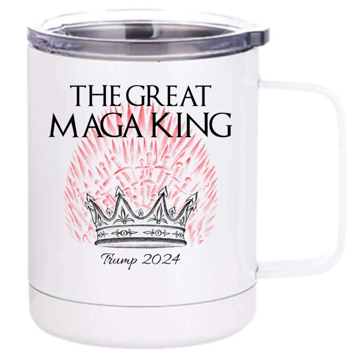 The Great MAGA King Crown USA Parody Trump 2024 Anti Biden Front & Back 12oz Stainless Steel Tumbler Cup