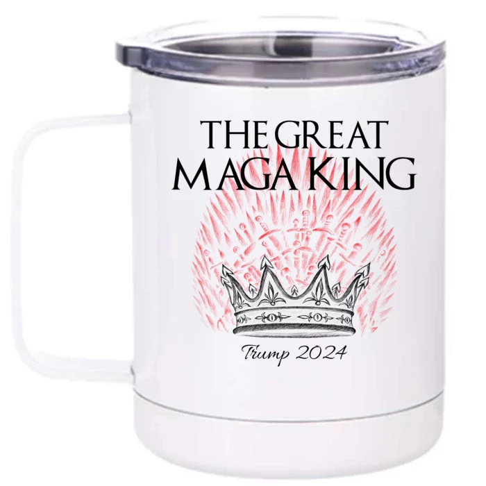 The Great MAGA King Crown USA Parody Trump 2024 Anti Biden Front & Back 12oz Stainless Steel Tumbler Cup