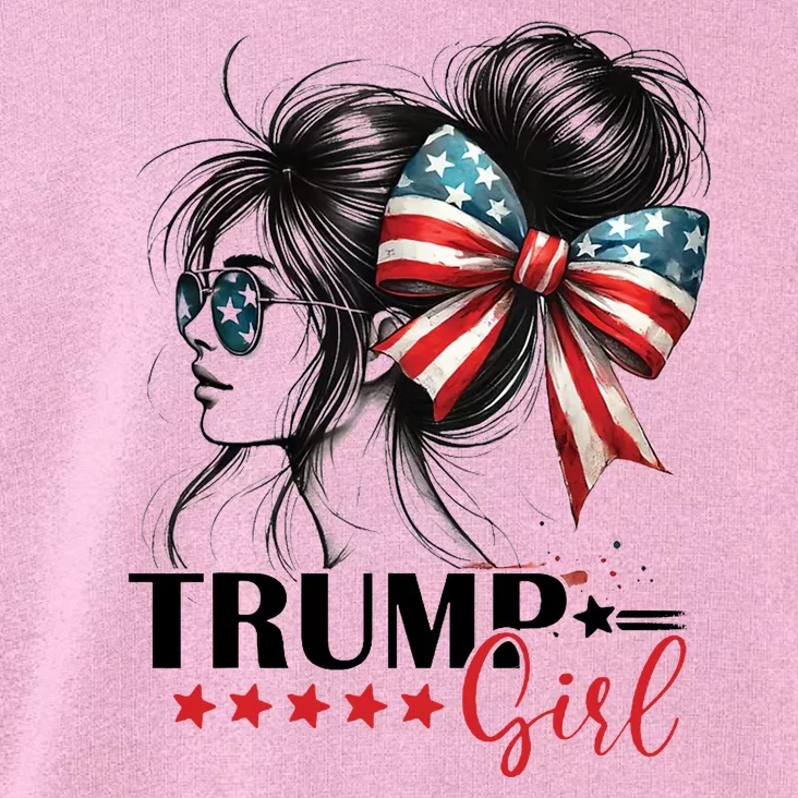 Trump Girl Messy Bun Sunglasses Usa Flag Toddler Hoodie