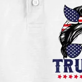 Trump Girl Messy Bun Trump 2024 Election American Flag Dry Zone Grid Performance Polo