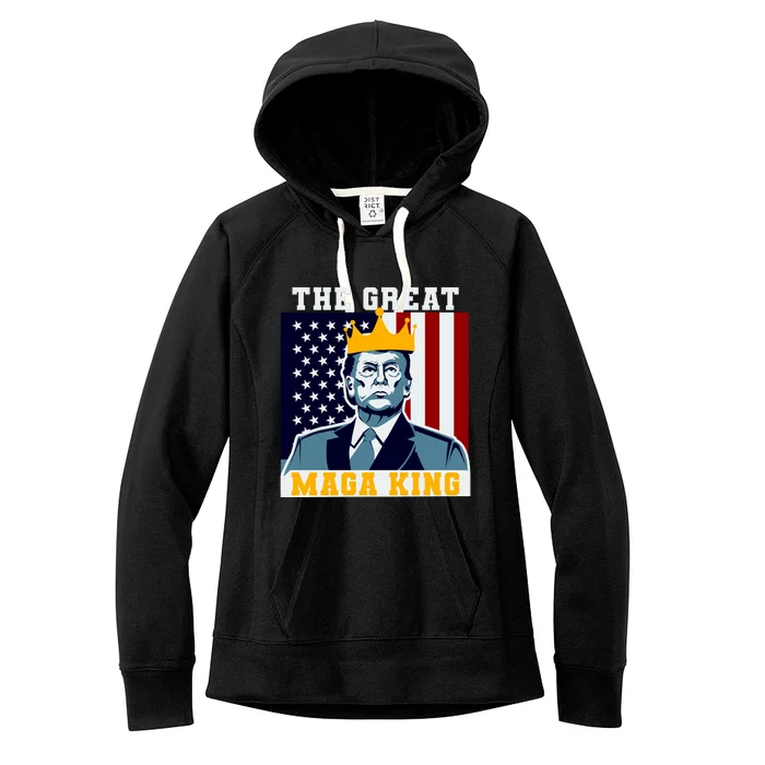 The Great MAGA King Ultra MAGA Trump Anti Biden USA Women's Fleece Hoodie