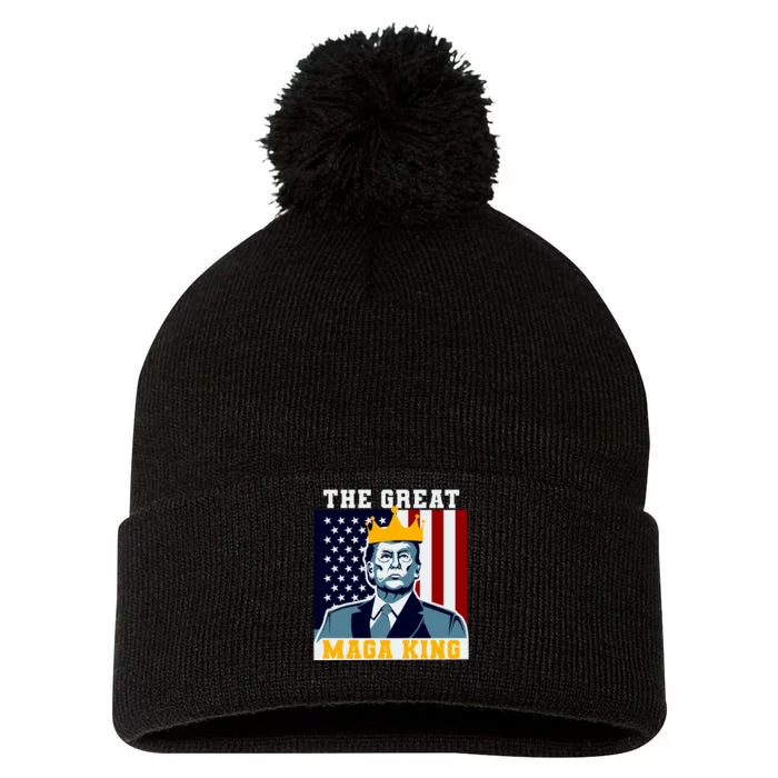 The Great MAGA King Ultra MAGA Trump Anti Biden USA Pom Pom 12in Knit Beanie