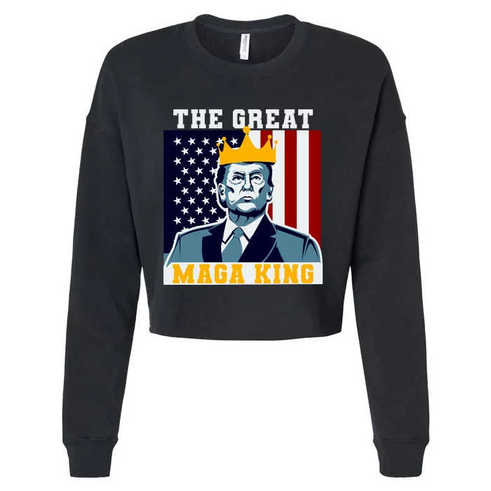 The Great MAGA King Ultra MAGA Trump Anti Biden USA Cropped Pullover Crew