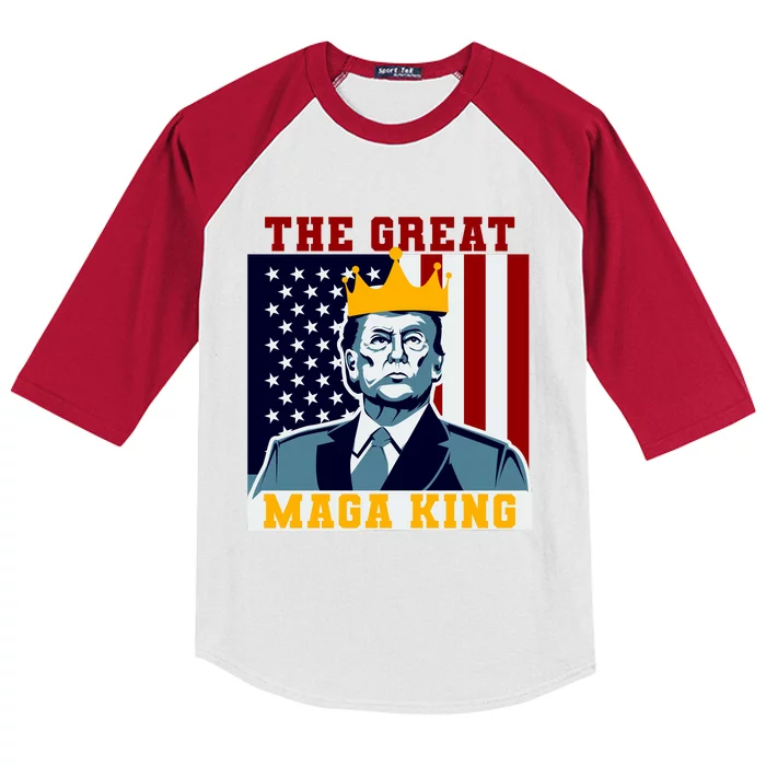 The Great MAGA King Ultra MAGA Trump Anti Biden USA Kids Colorblock Raglan Jersey