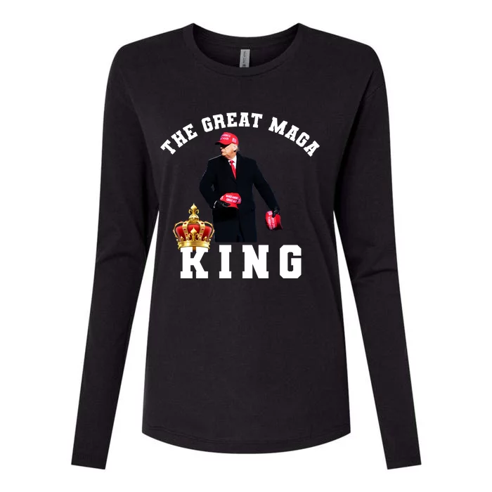 The Great MAGA King Trump 2024 USA Womens Cotton Relaxed Long Sleeve T-Shirt