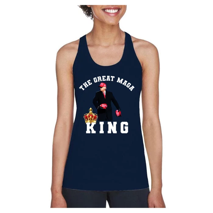 The Great MAGA King Trump 2024 USA Women's Racerback Tank