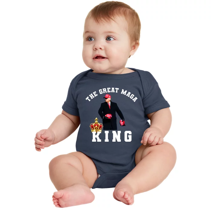 The Great MAGA King Trump 2024 USA Baby Bodysuit