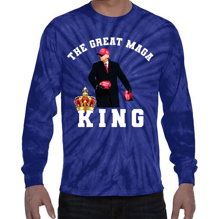 The Great MAGA King Trump 2024 USA Tie-Dye Long Sleeve Shirt