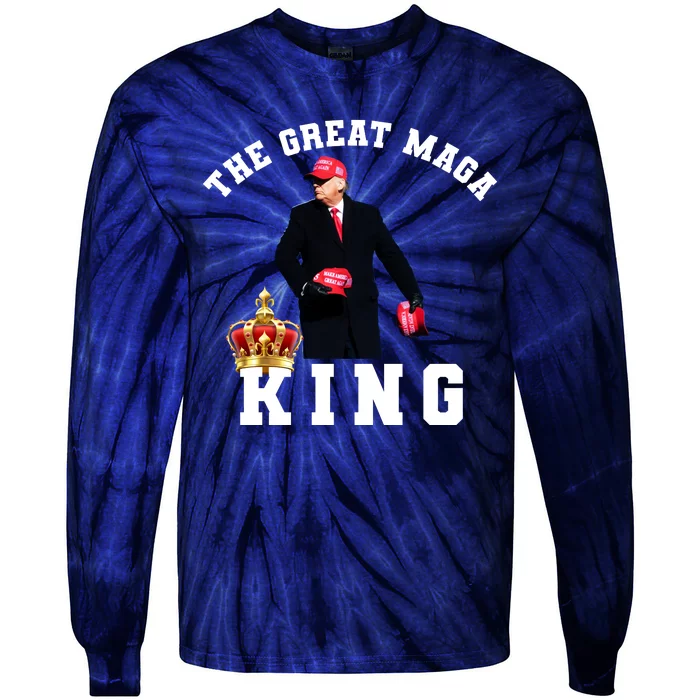 The Great MAGA King Trump 2024 USA Tie-Dye Long Sleeve Shirt