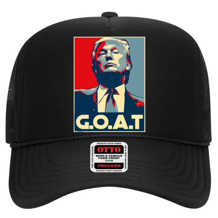 Trump Goat Middle Finger Election 2024 Republican Poster Trump Goat ILl Be Back High Crown Mesh Trucker Hat