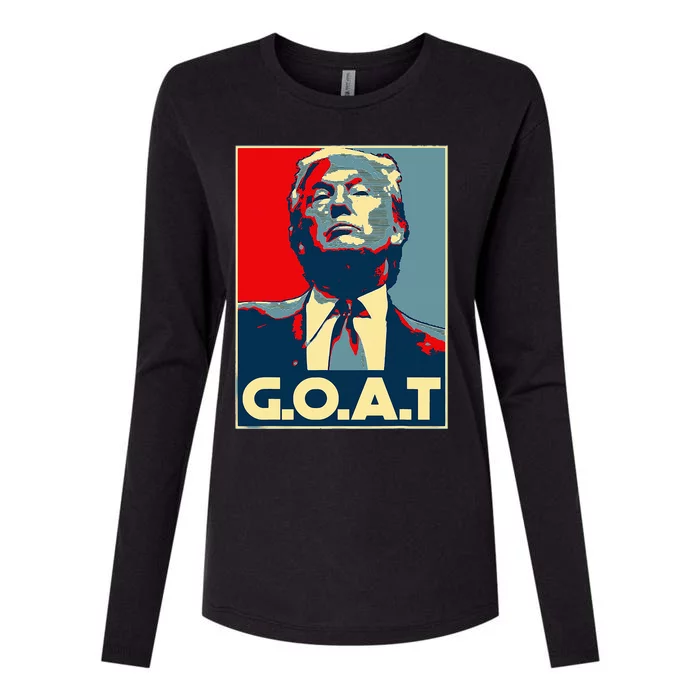 Trump GOAT Middle Finger Election 2024 Republican Poster Womens Cotton Relaxed Long Sleeve T-Shirt