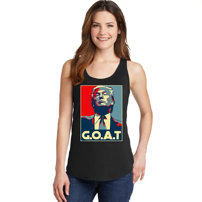 Trump GOAT Middle Finger Election 2024 Republican Poster Ladies Essential Tank