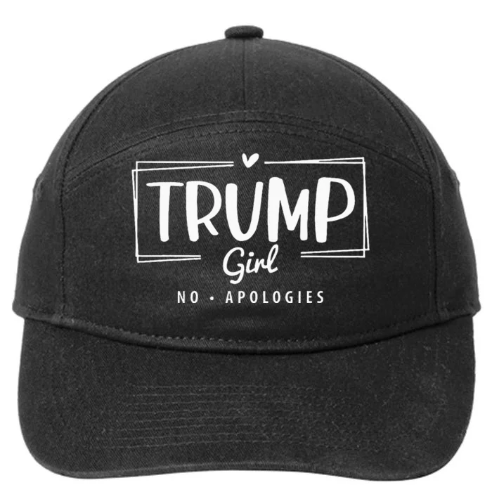 Trump Girl Messy Bun Trump 2024 Election American Flag 7-Panel Snapback Hat