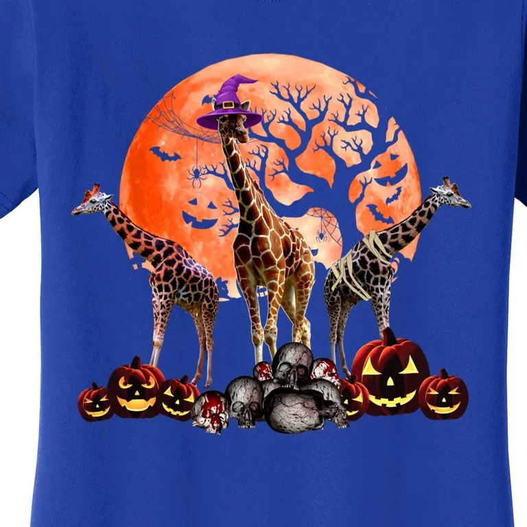 Three Giraffe Mummy Witch Pumpkin Pet Lover Halloween Gift Women's T-Shirt