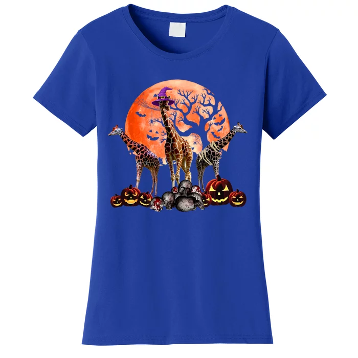 Three Giraffe Mummy Witch Pumpkin Pet Lover Halloween Gift Women's T-Shirt