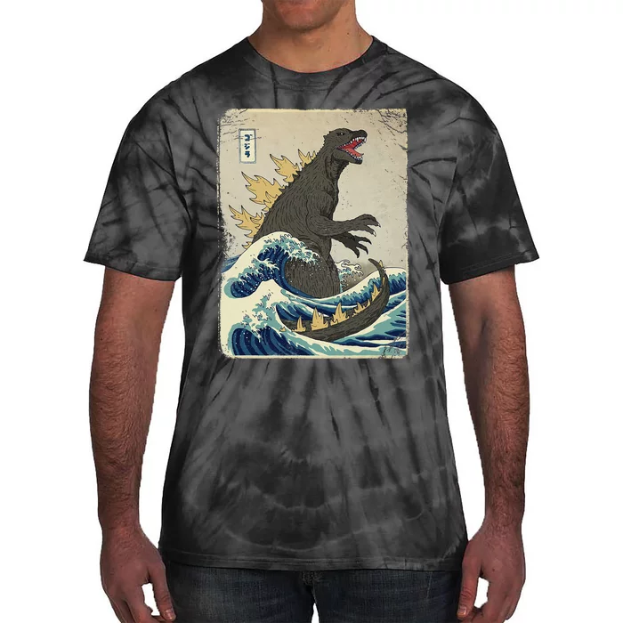 The Great Monster Off Kanagawa Off.icial Dino Mike Design Tie-Dye T-Shirt