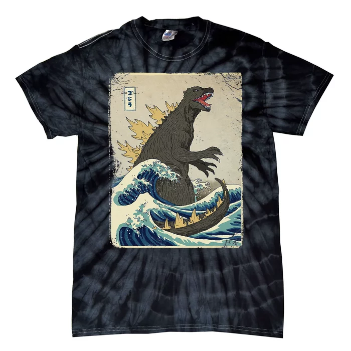 The Great Monster Off Kanagawa Off.icial Dino Mike Design Tie-Dye T-Shirt