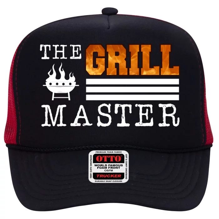 The Grill Master Bbq Barbecue Grillfather Grilling Sausage Gift High Crown Mesh Trucker Hat