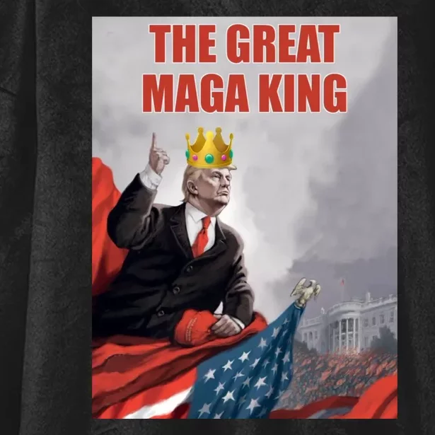 The Great MAGA King Trump 2024 USA Flag Hooded Wearable Blanket