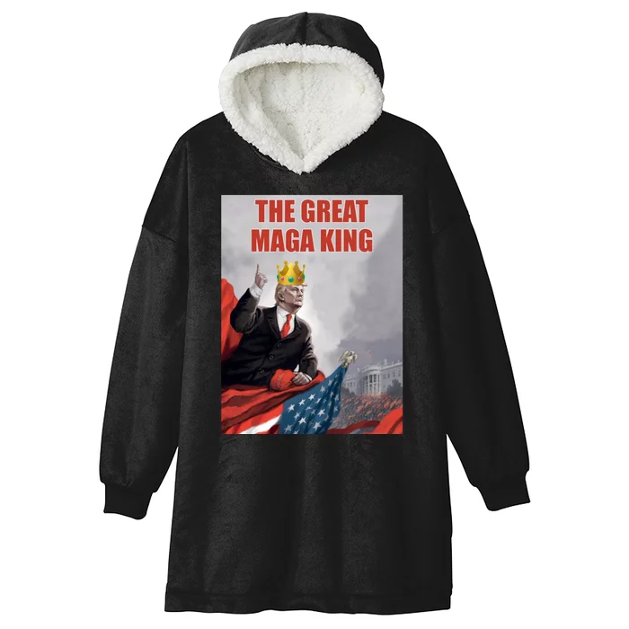 The Great MAGA King Trump 2024 USA Flag Hooded Wearable Blanket