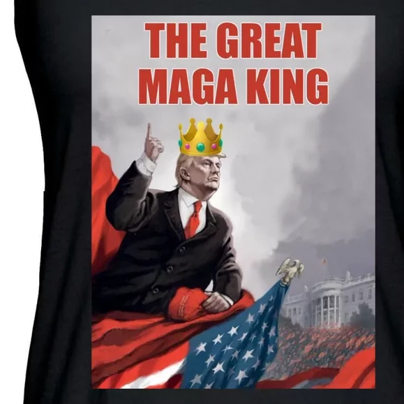 The Great MAGA King Trump 2024 USA Flag Ladies Essential Flowy Tank