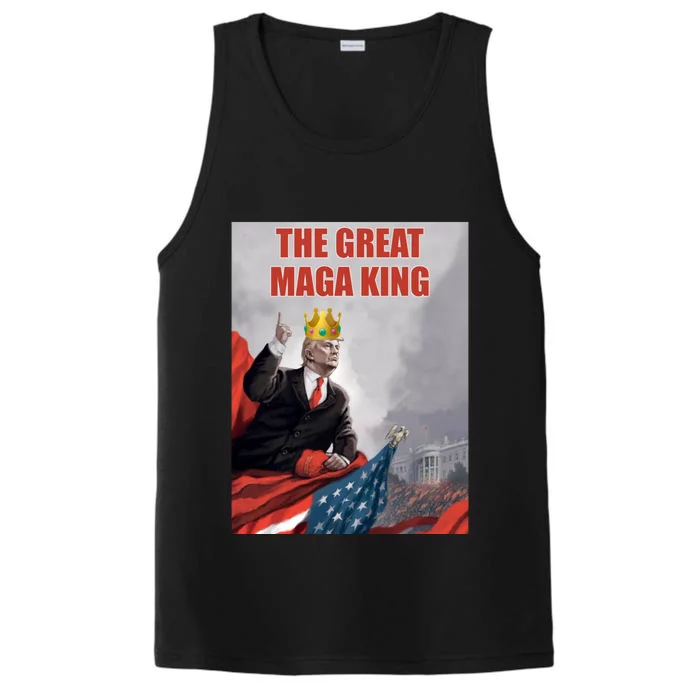 The Great MAGA King Trump 2024 USA Flag Performance Tank