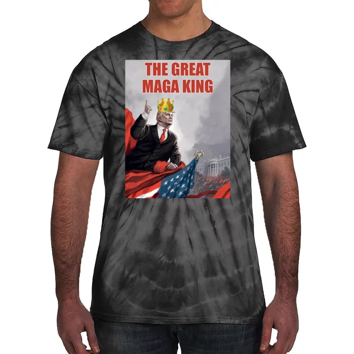 The Great MAGA King Trump 2024 USA Flag Tie-Dye T-Shirt