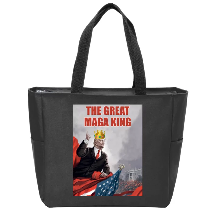 The Great MAGA King Trump 2024 USA Flag Zip Tote Bag