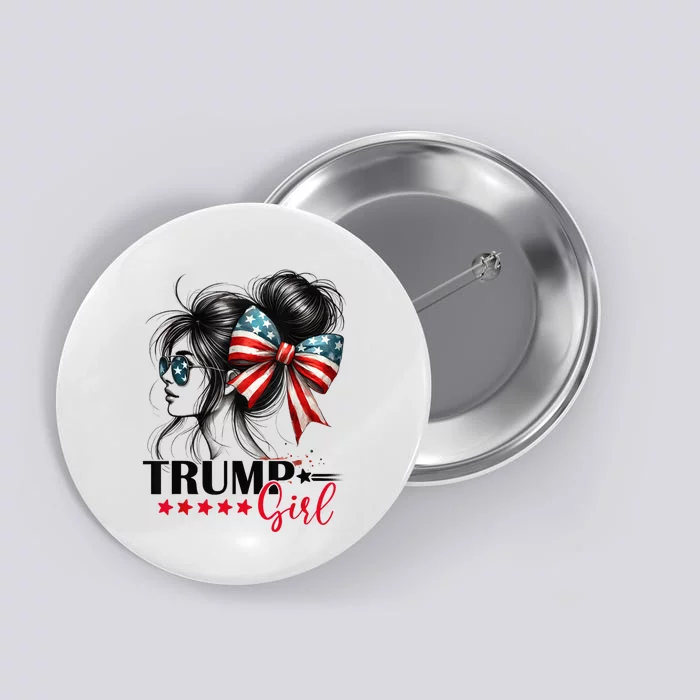 Trump Girl Messy Bun Sunglasses Trump 2024 Usa Flag Button