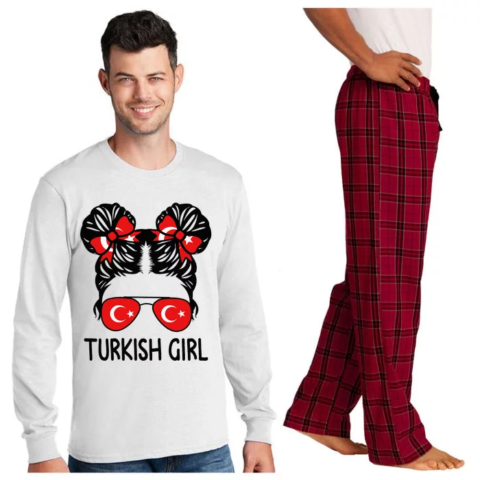 Turkish Girl Messy Hair Turkey Pride Patriotic Long Sleeve Pajama Set