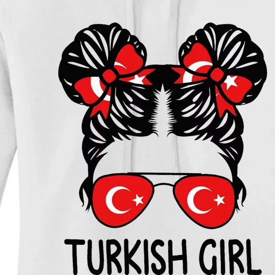 Turkish Girl Messy Hair Turkey Pride Patriotic Women's Pullover Hoodie