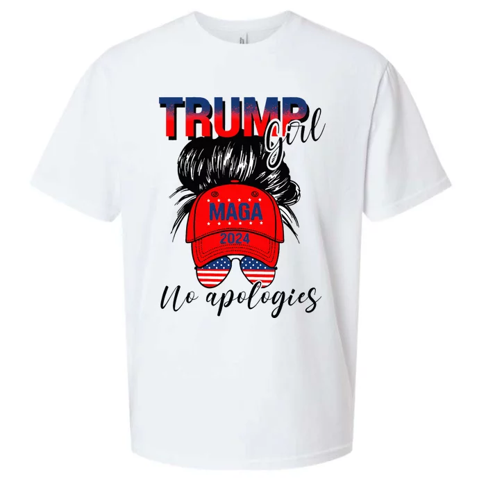 Trump Girl No Apologies Patriotic American Sueded Cloud Jersey T-Shirt