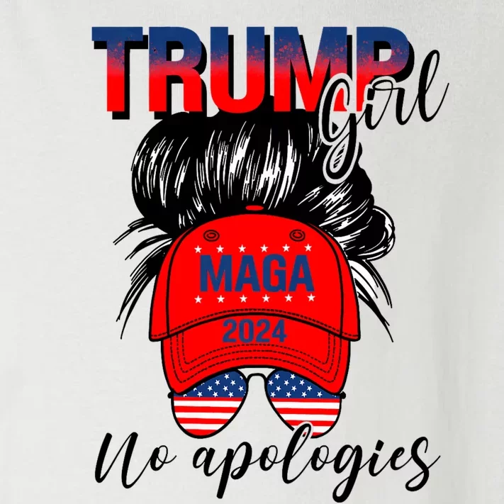 Trump Girl No Apologies Patriotic American Trump 2024 Toddler Long Sleeve Shirt