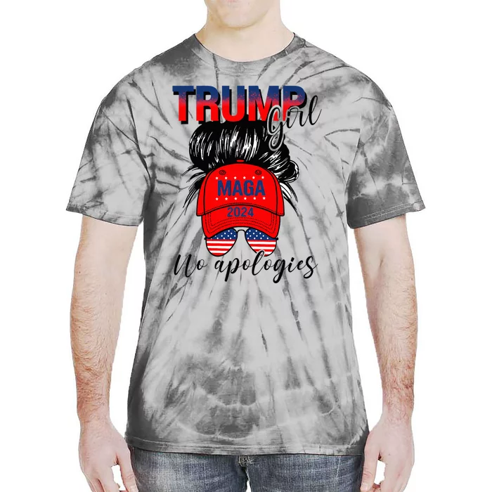 Trump Girl No Apologies Patriotic American Tie-Dye T-Shirt