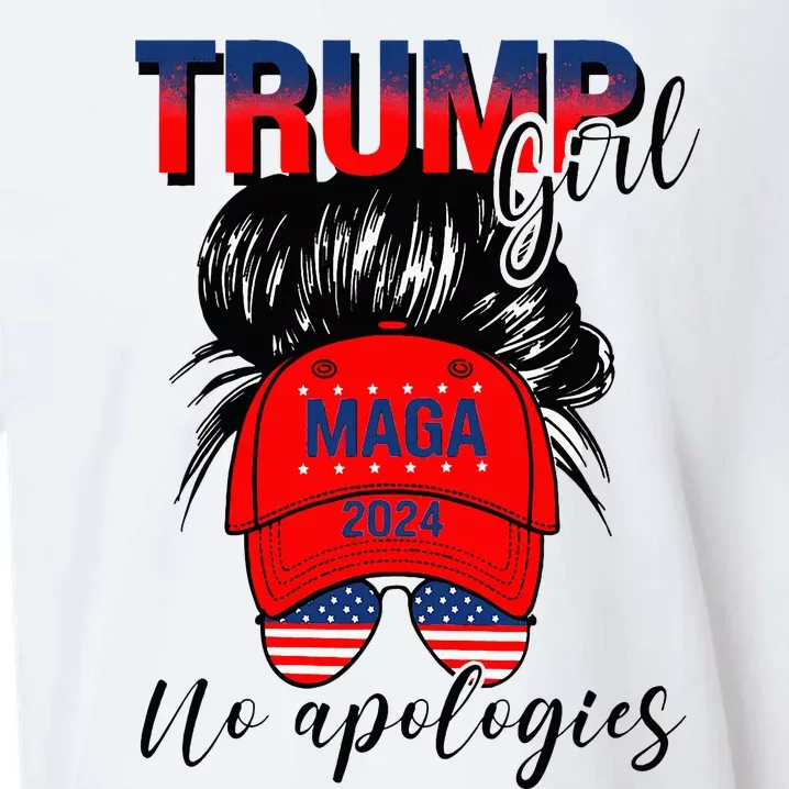 Trump Girl No Apologies Patriotic American Sueded Cloud Jersey T-Shirt