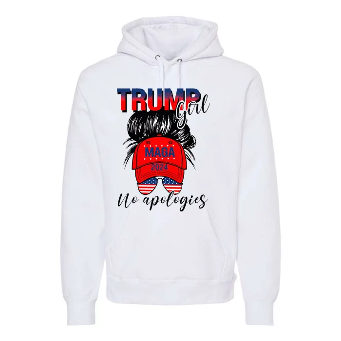 Trump Girl No Apologies Patriotic American Premium Hoodie